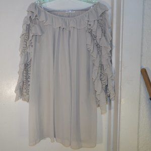 Ciel USA Lace & Ruffle Detail Dressy Blouse Sz L